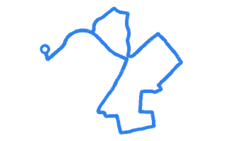 Route shape for Route 2 at Bedford DTC
